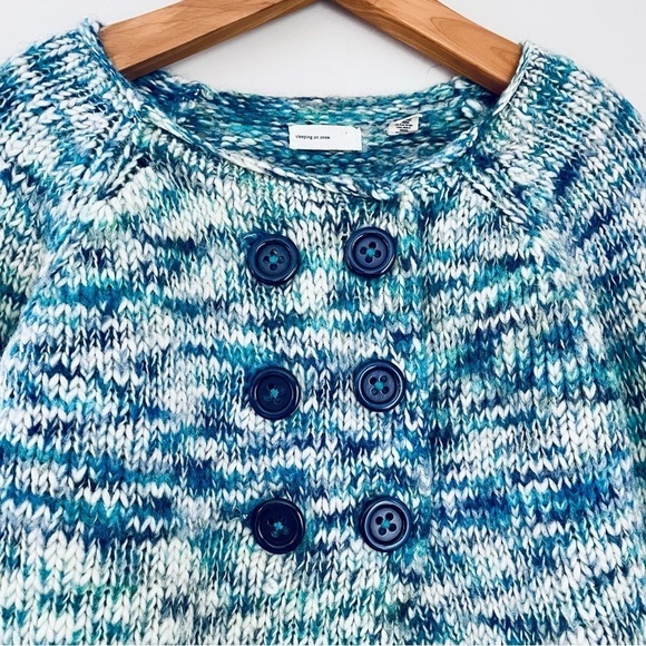 Anthropologie Sleeping On Snow Anthro Blue Marled Wool Sweater Medium - Picture 3 of 8